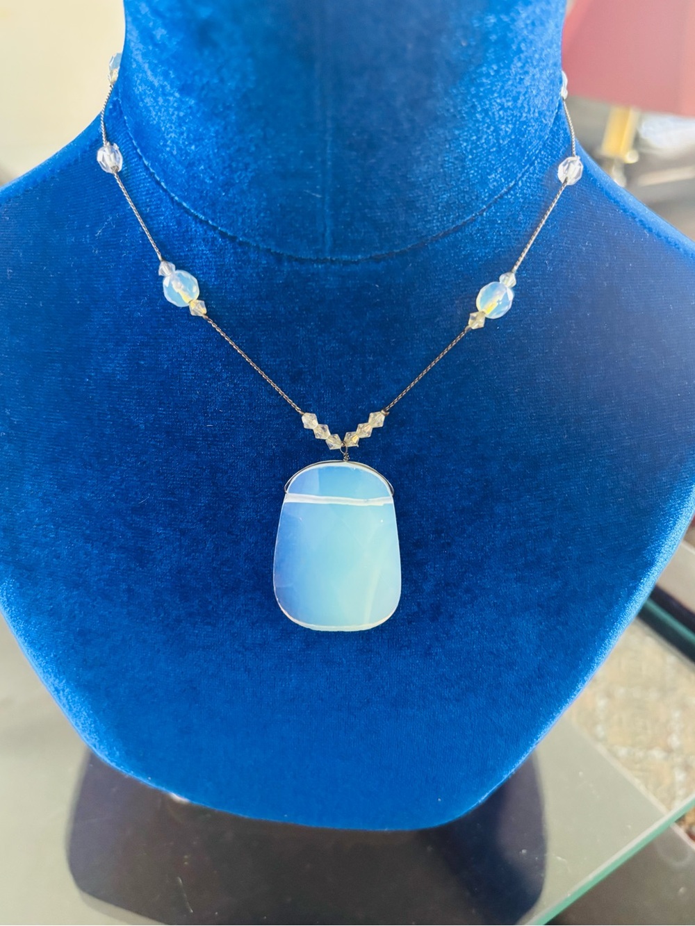 Necklace Moonstone Glass Opalite Sea Opal - Picture 2 of 14